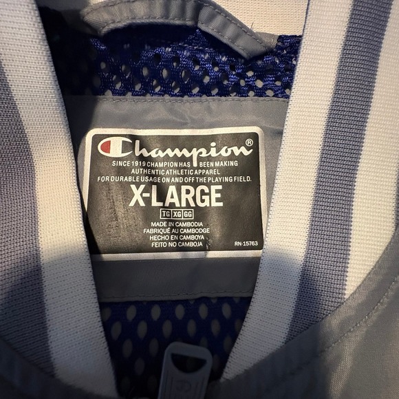 Champion Satin Bomber Jacket Light Blue/White Varsity Style Size XL - Picture 3 of 3